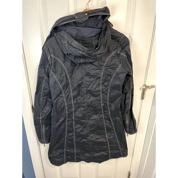 Kuhl Lena Grey Hooded Trench Coat Water Resistant Size Small - Picture 2 of 7